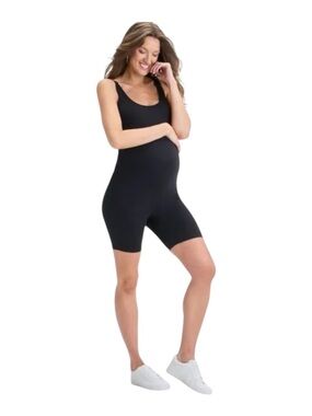 Isabel Maternity Black Unitard Romper L NWT Biker Short One Piece